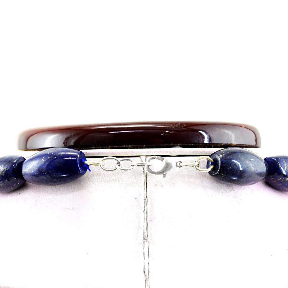 gemsmore:Natural Blue Lapis Lazuli Necklace 20 Inches Long Untreated Beads