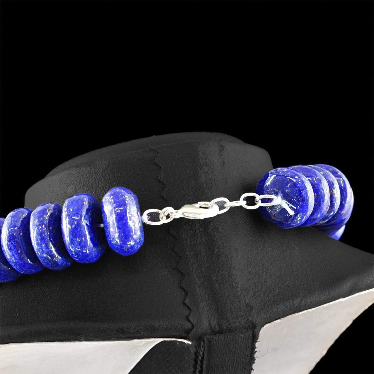 gemsmore:Natural Blue Lapis Lazuli Necklace Round Shape Beads - 20 Inches Long