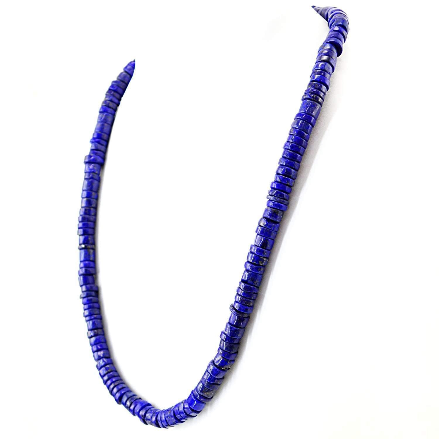 gemsmore:Natural Blue Lapis Lazuli Necklace Untreated Round Shape Beads