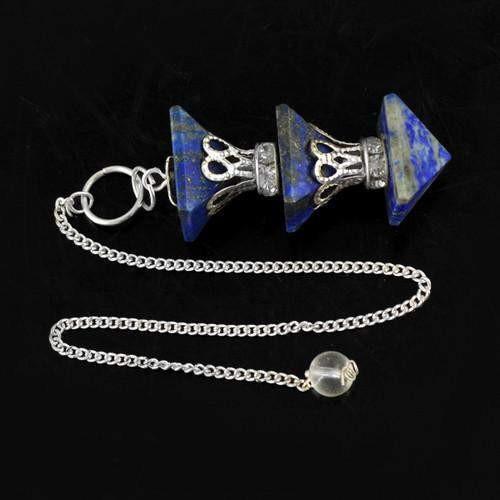 gemsmore:Natural Blue Lapis Lazuli Pyramid Pendulum