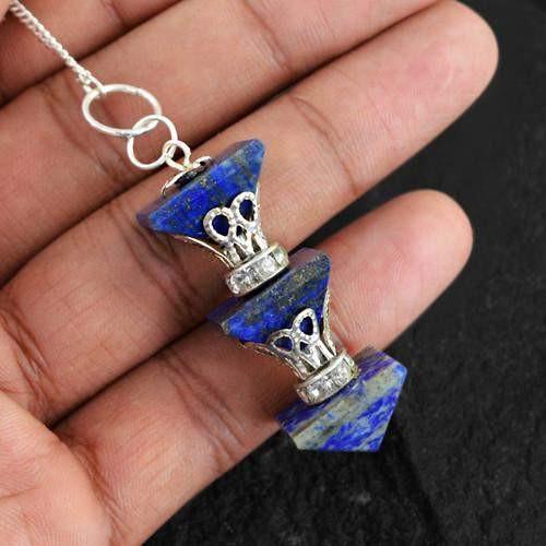 gemsmore:Natural Blue Lapis Lazuli Pyramid Pendulum