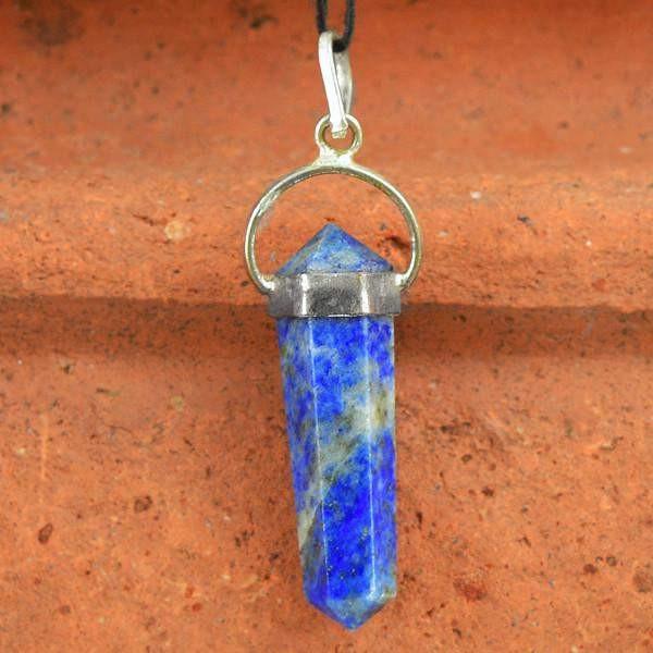 gemsmore:Natural Blue Lapis Lazuli Reiki Healing Point Pendant