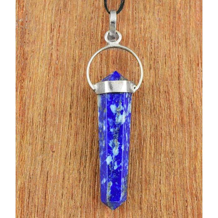 gemsmore:Natural Blue Lapis Lazuli Reiki Healing Point Pendant