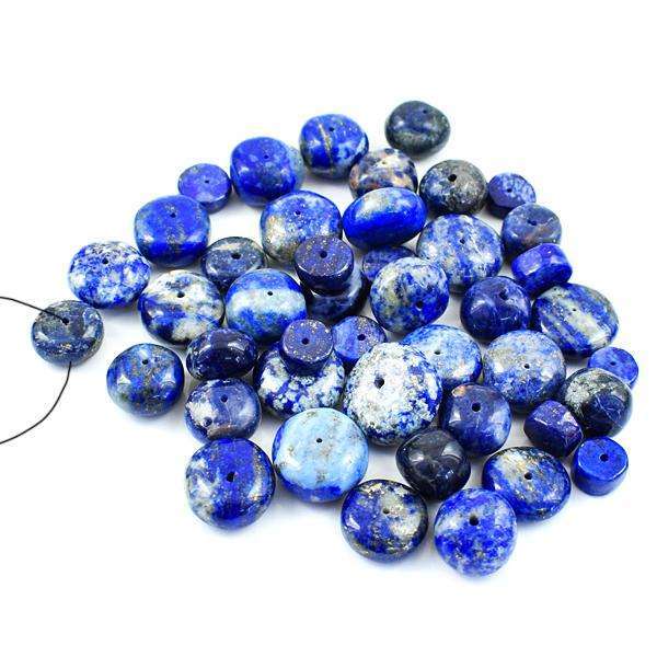 gemsmore:Natural Blue Lapis Lazuli  Round Shape Drilled Beads Lot