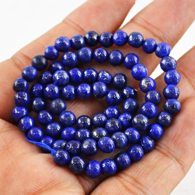 gemsmore:Natural Blue Lapis Lazuli Strand Untreated Genuine Drilled Beads