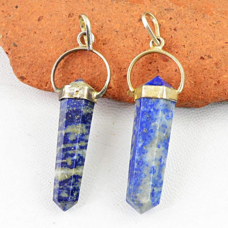 gemsmore:Natural Blue Lapis Lazuli Untreated Healing Point Pendant Lot