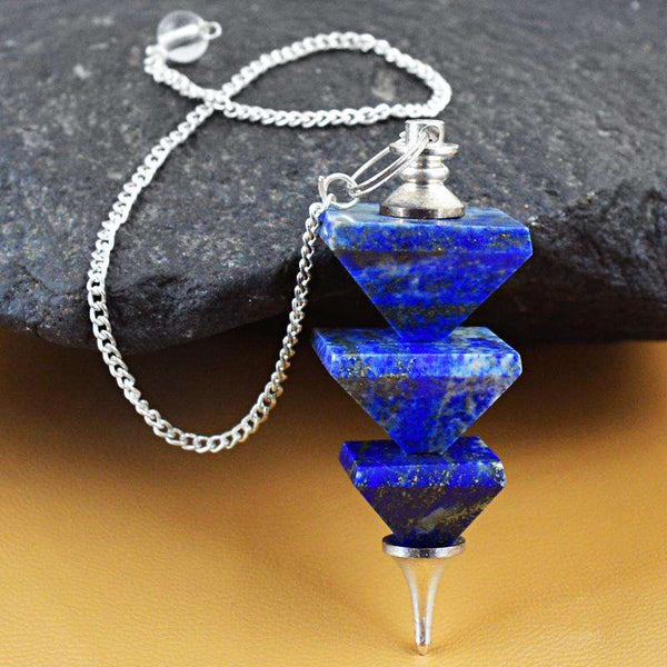 gemsmore:Natural Blue Lapis Lazuli Untreated Pure Healing Point Pyramid Pendulum