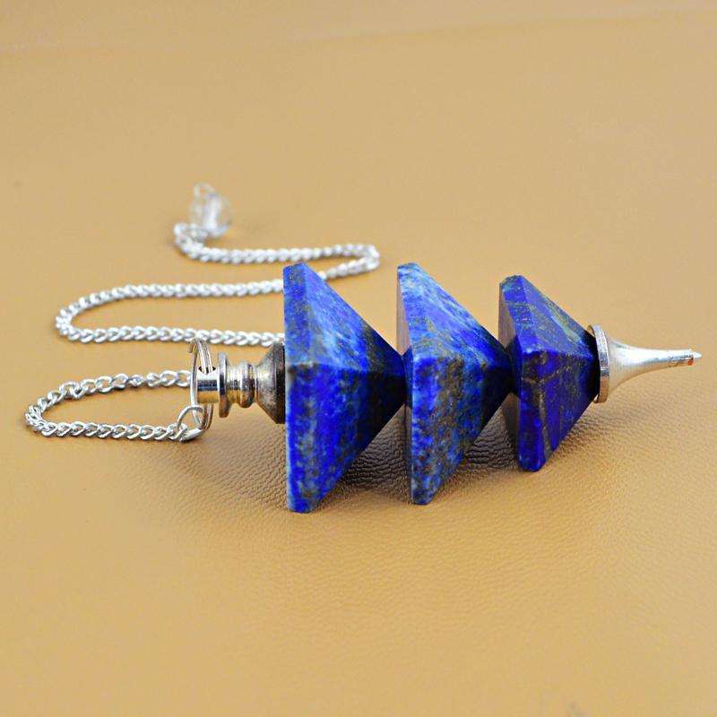 gemsmore:Natural Blue Lapis Lazuli Untreated Pure Healing Point Pyramid Pendulum