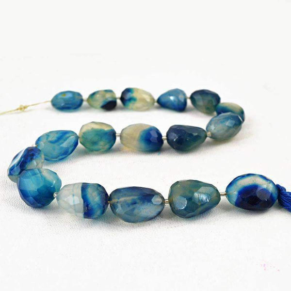 gemsmore:Natural Blue Onyx Beads Strand - Drilled Faceted