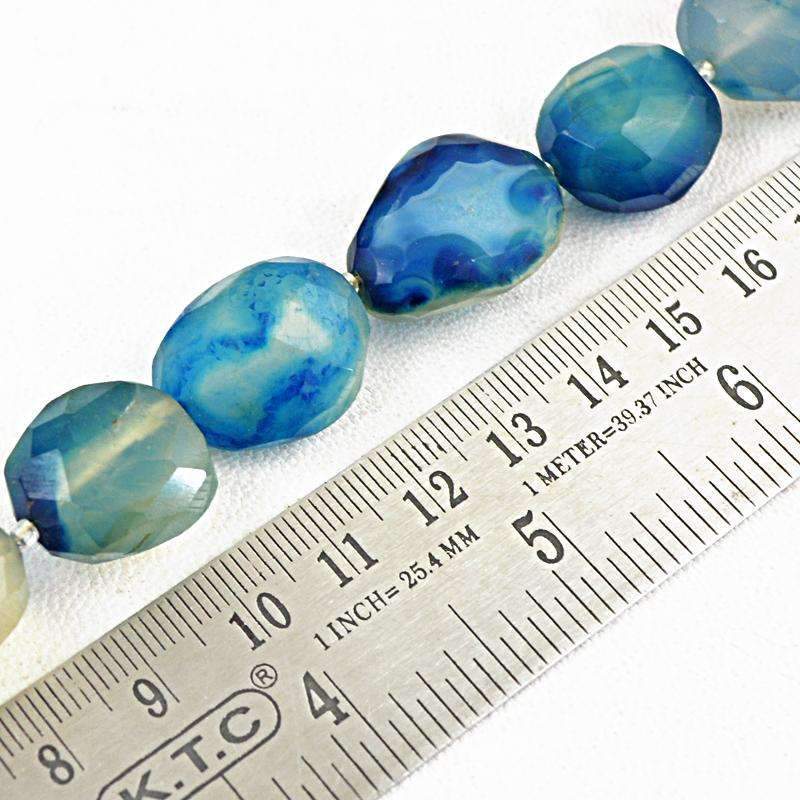 gemsmore:Natural Blue Onyx Beads Strand - Drilled Faceted