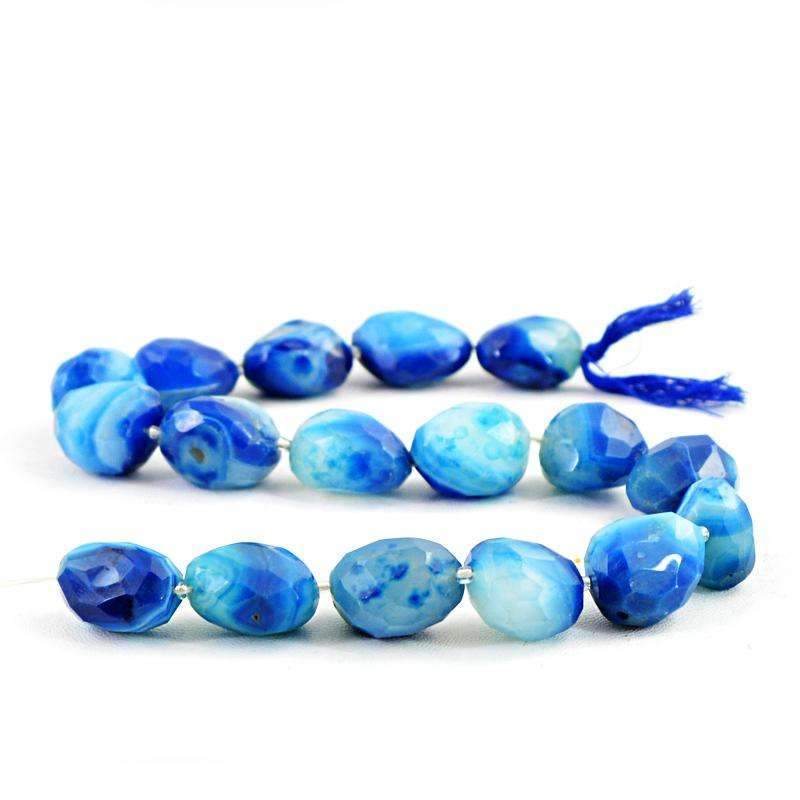 gemsmore:Natural Blue Onyx Beads Strand - Drilled Faceted