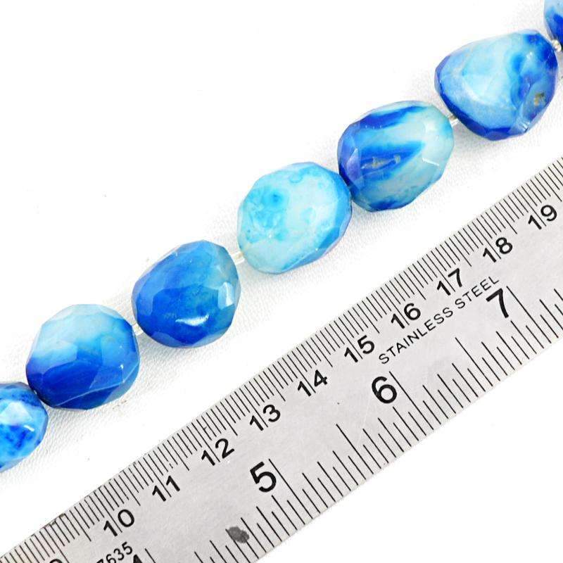 gemsmore:Natural Blue Onyx Beads Strand - Drilled Faceted