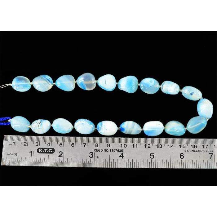 gemsmore:Natural Blue Onyx Beads Strand - Drilled