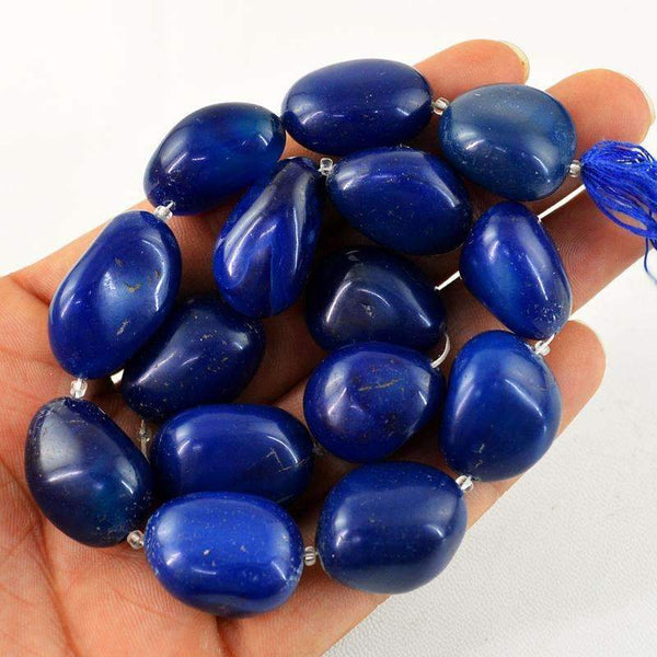 gemsmore:Natural Blue Onyx Beads Strand - Drilled