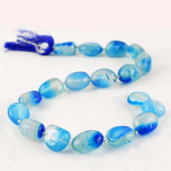 gemsmore:Natural Blue Onyx Beads Strand - Drilled