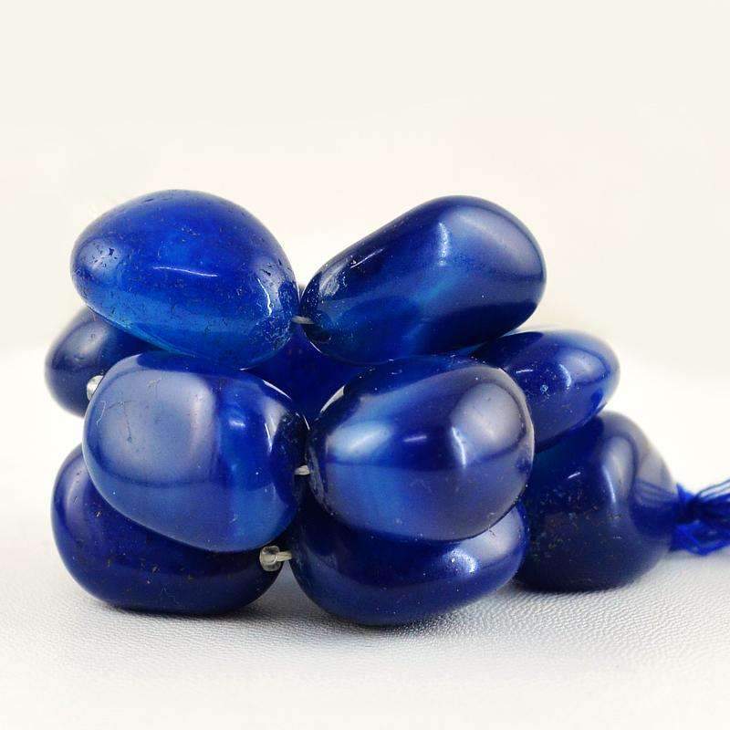 gemsmore:Natural Blue Onyx Beads Strand - Untreated Drilled