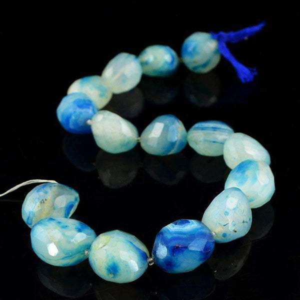 gemsmore:Natural Blue Onyx Beads Strand Faceted Drilled