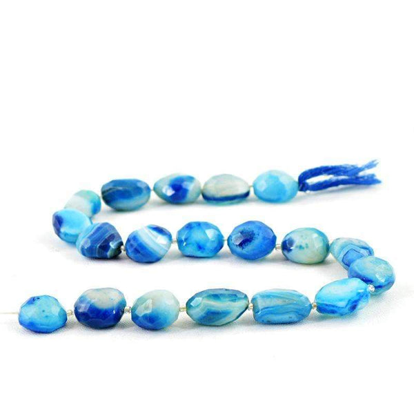 gemsmore:Natural Blue Onyx Beads Strand Faceted Drilled