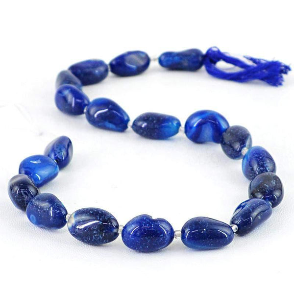 gemsmore:Natural Blue Onyx Beads Strand