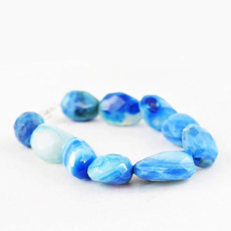 gemsmore:Natural Blue Onyx Bracelet Faceted Beads