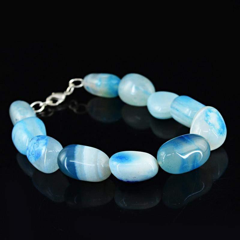 gemsmore:Natural Blue Onyx Bracelet Unheated Beads