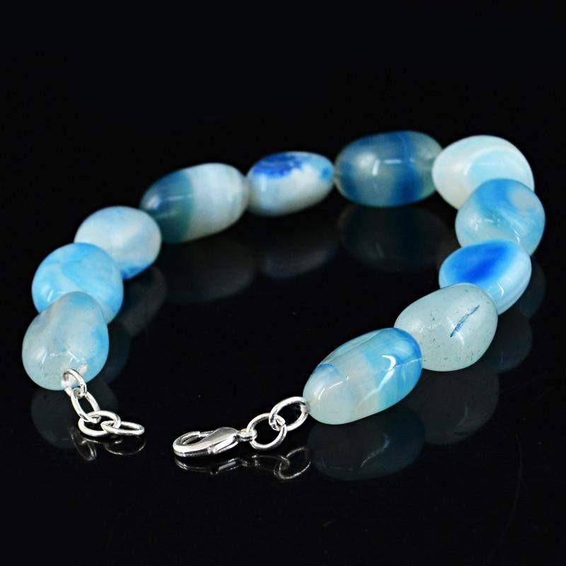 gemsmore:Natural Blue Onyx Bracelet Unheated Beads