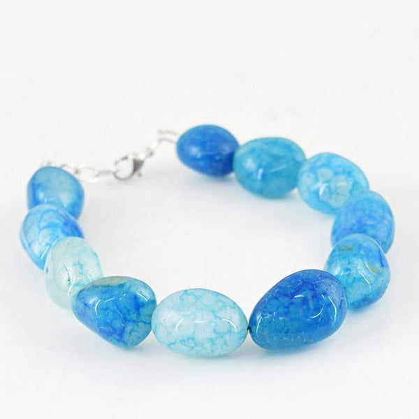 gemsmore:Natural Blue Onyx Bracelet Unheated Beads