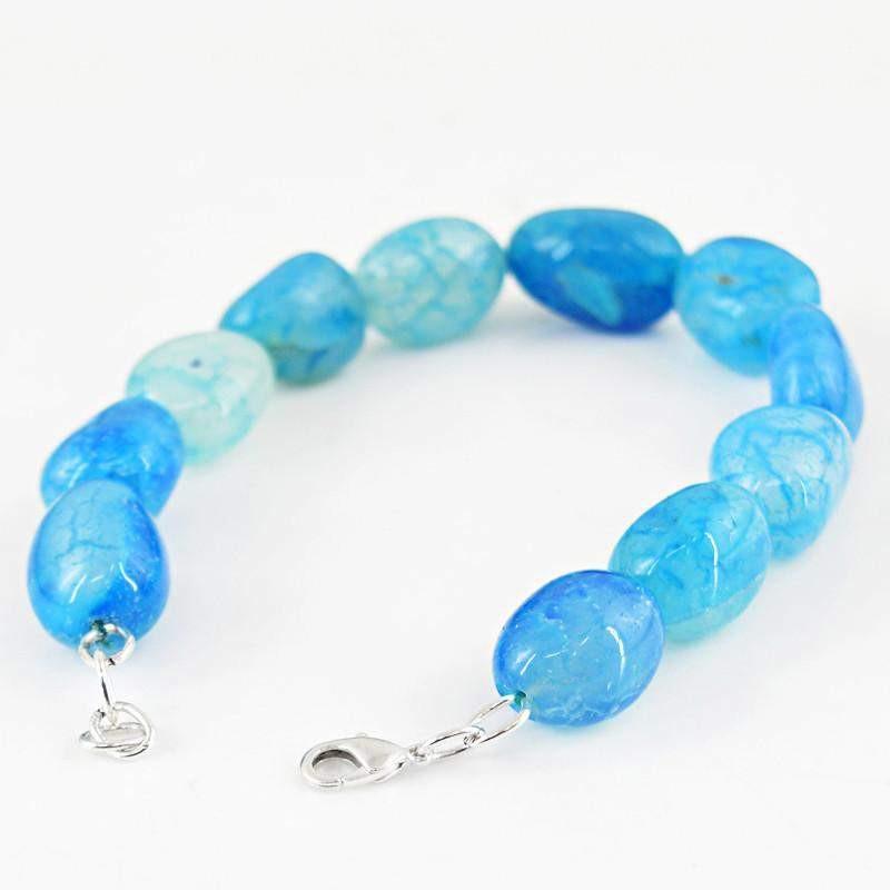 gemsmore:Natural Blue Onyx Bracelet Unheated Beads