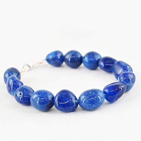 gemsmore:Natural Blue Onyx Bracelet Untreated Beads