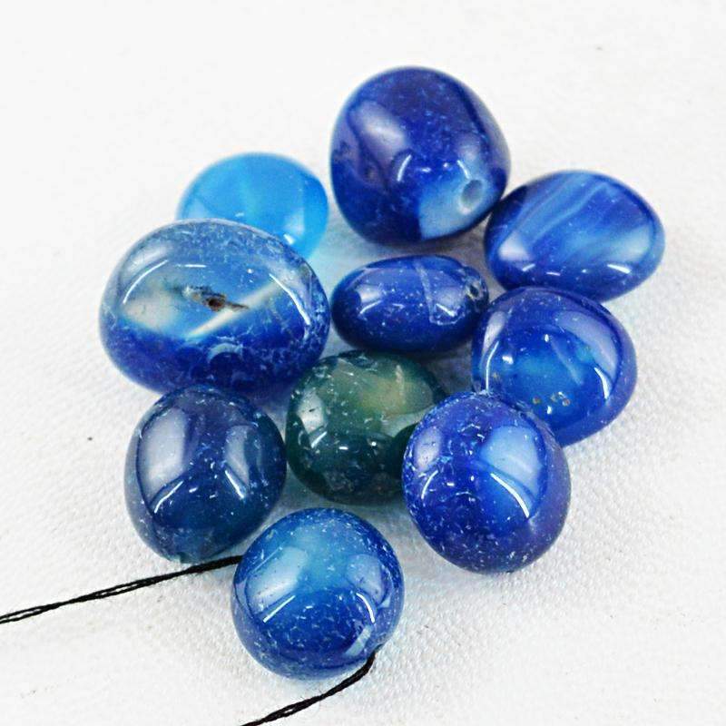 gemsmore:Natural Blue Onyx Drilled Beads Lot