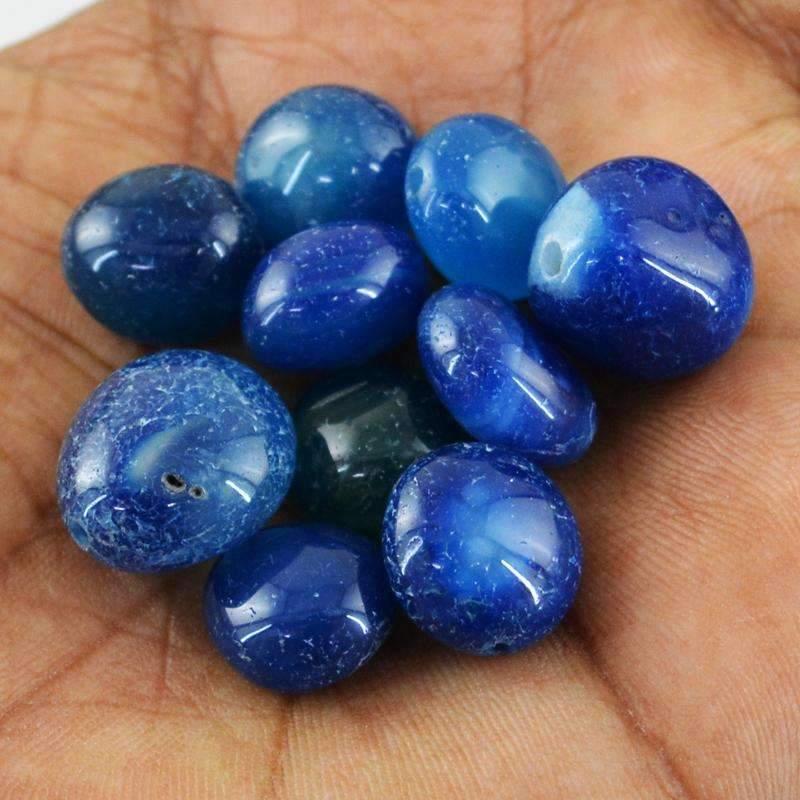 gemsmore:Natural Blue Onyx Drilled Beads Lot