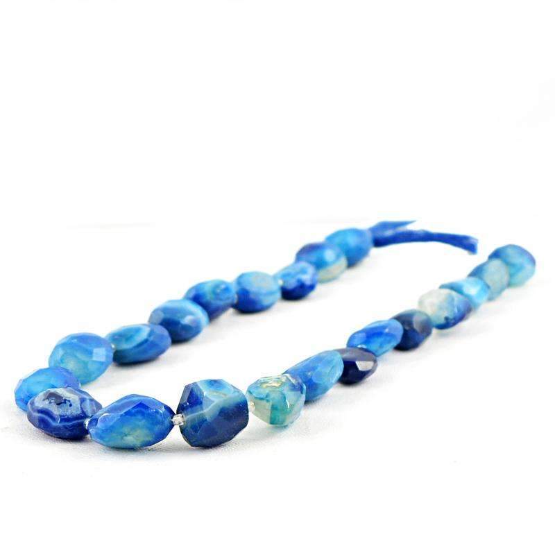 gemsmore:Natural Blue Onyx Drilled Beads Strand - Faceted
