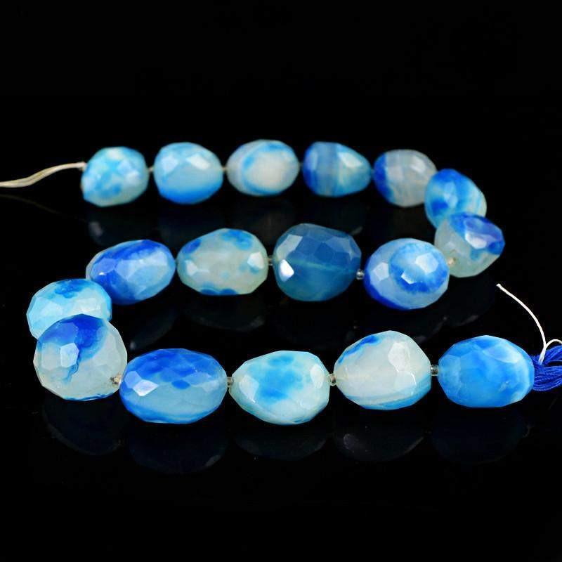 gemsmore:Natural Blue Onyx Drilled Beads Strand