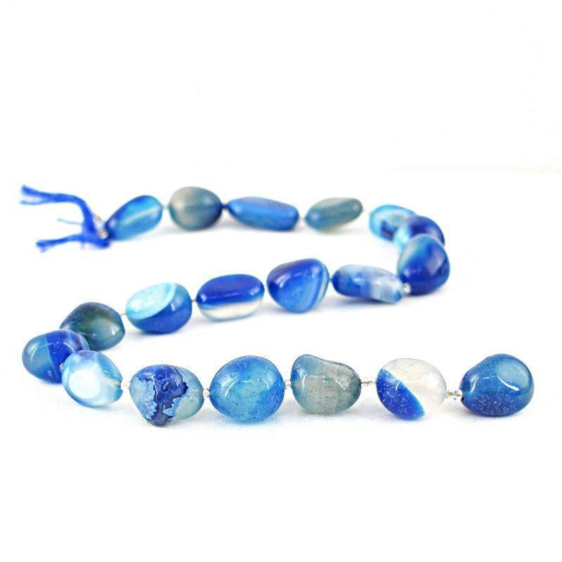 gemsmore:Natural Blue Onyx Drilled Beads Strand