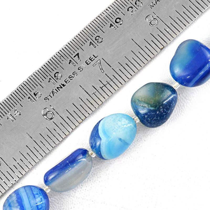 gemsmore:Natural Blue Onyx Drilled Beads Strand