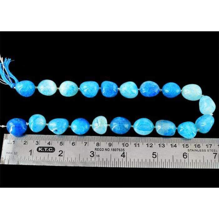 gemsmore:Natural Blue Onyx Drilled Beads Strand