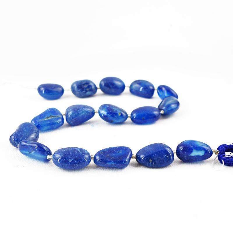 gemsmore:Natural Blue Onyx Drilled Beads Strand