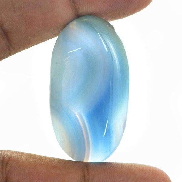 gemsmore:Natural Blue Onyx Gemstone - Oval Shape
