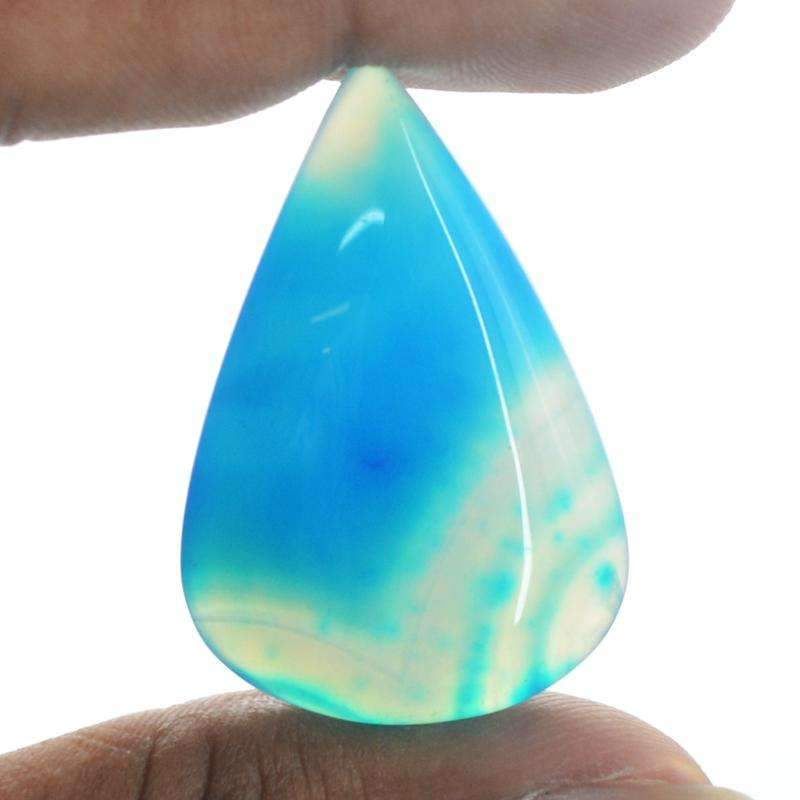 gemsmore:Natural Blue Onyx Gemstone - Untreated Pear Shape