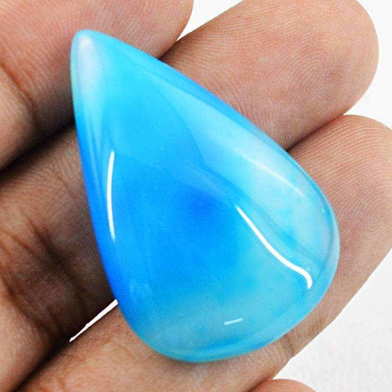 gemsmore:Natural Blue Onyx Gemstone - Untreated Pear Shape