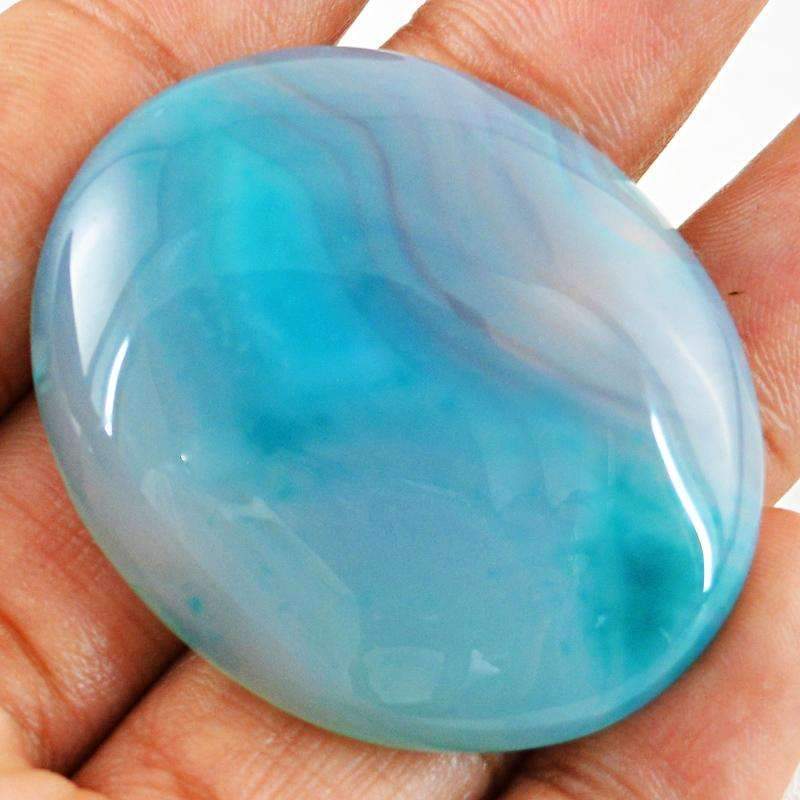 gemsmore:Natural Blue Onyx Gemstone Untreated Oval Shape