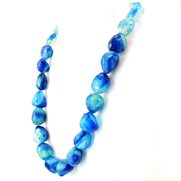 gemsmore:Natural Blue Onyx Necklace 20 Inches Long Untreated Faceted Beads
