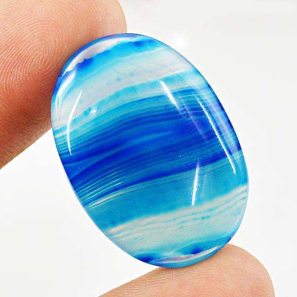 gemsmore:Natural Blue Onyx Oval Shape Loose Gemstone