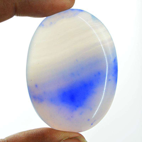 gemsmore:Natural Blue Onyx Oval Shape Untreated Loose Gemstone