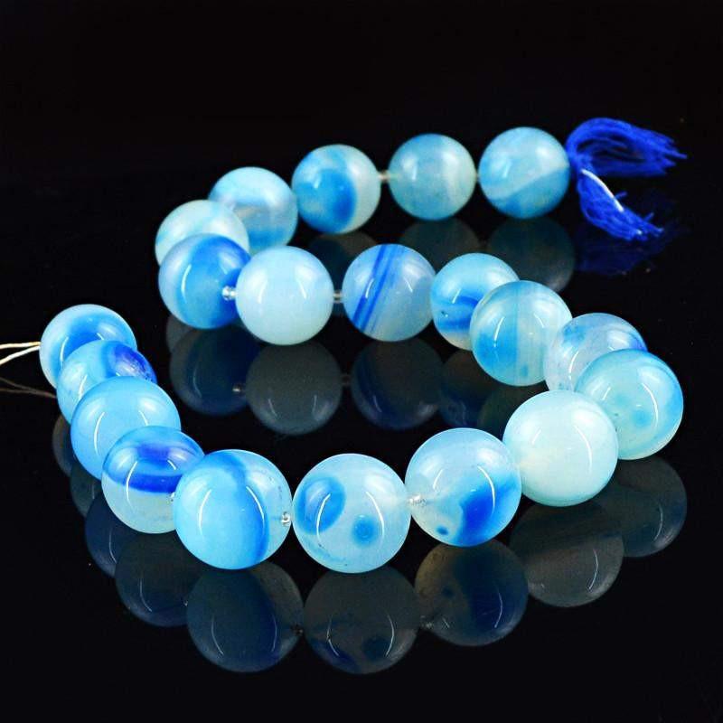 gemsmore:Natural Blue Onyx Round Shape Beads Strand