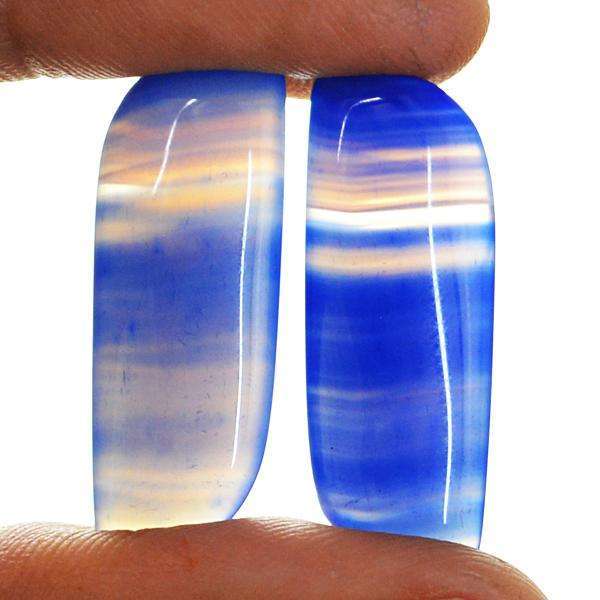 gemsmore:Natural Blue Onyx Untreated Loose Gemstone Pair