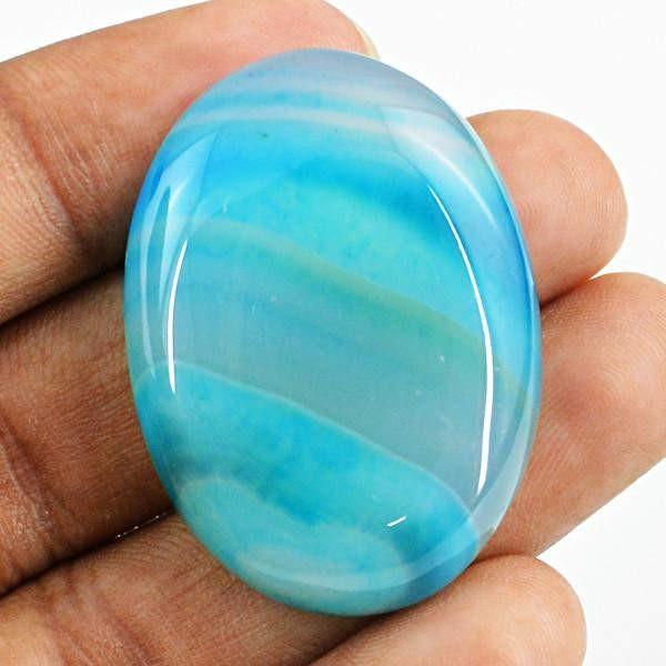gemsmore:Natural Blue Onyx Worry Stone Oval Shape Gemstone