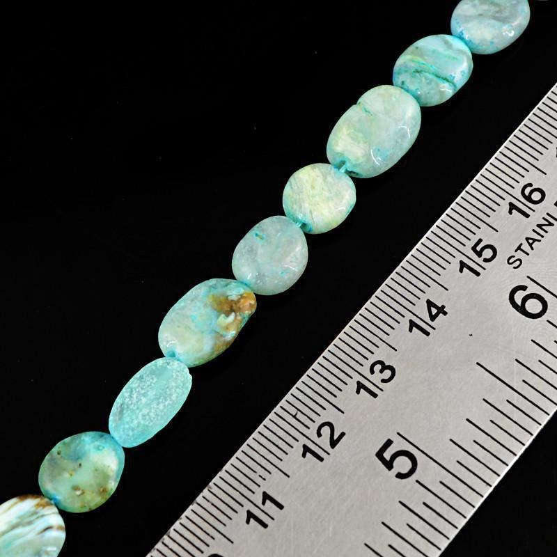 gemsmore:Natural Blue Peruvian Opal Untreated Beads Strand