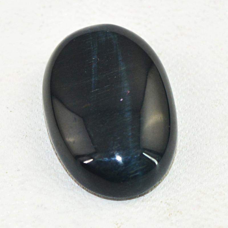 gemsmore:Natural Blue Power Tiger Eye Oval Shape Gemstone