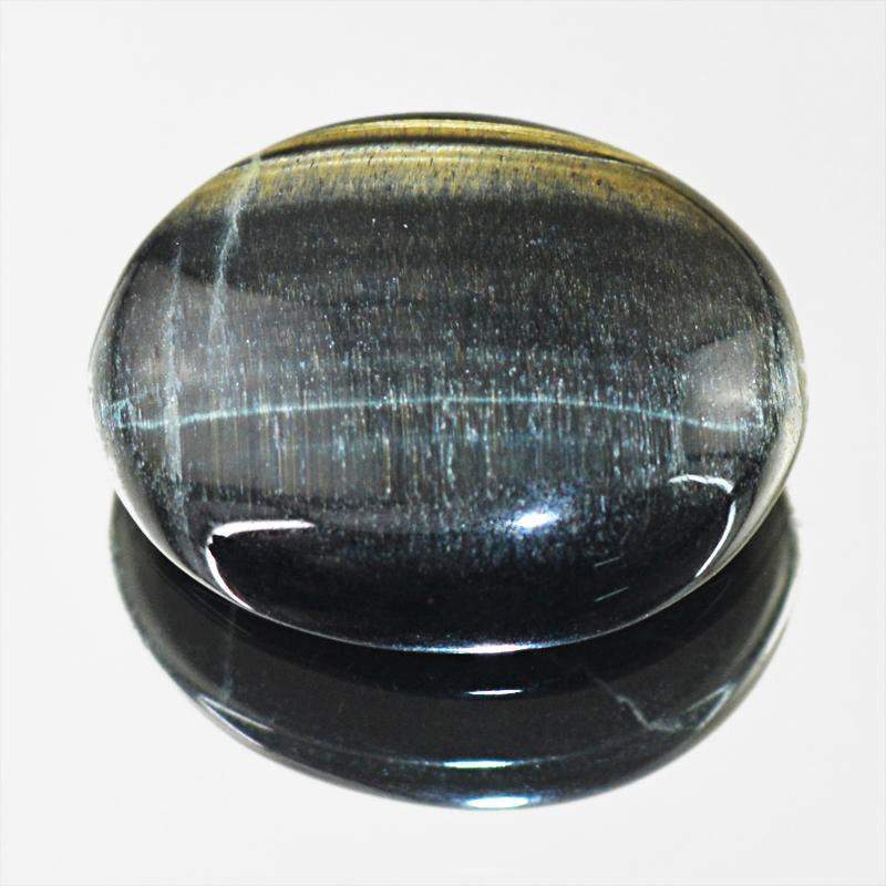 gemsmore:Natural Blue Power Tiger Eye Oval Shape Gemstone